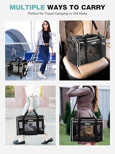 Black Rolling Pet Carrier with Wheels Z384