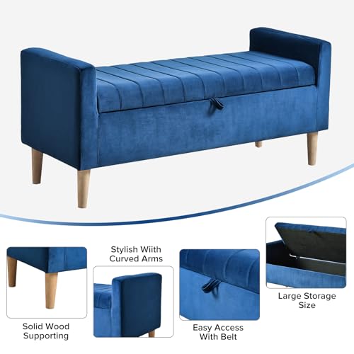 Gray Velvet Upholstered Storage Ottoman Bench C69706