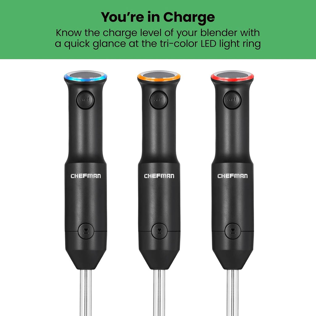 Black Cordless Immersion Blender with Stainless Steel Blades N446