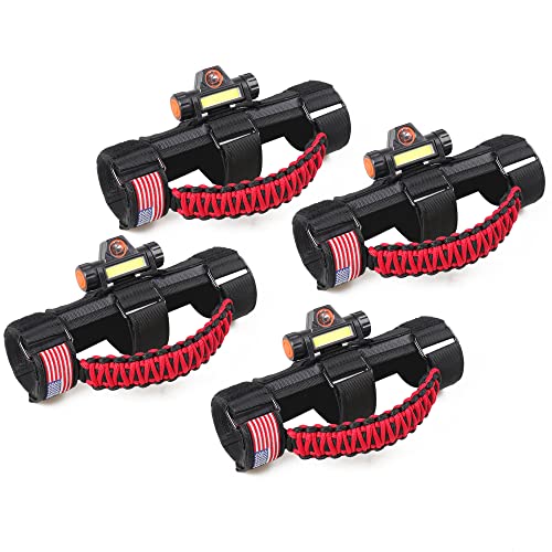 Black 2 Pack Roll Bar Grab Handles with Light for Jeep Wrangler T295944