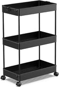 Black 3 Tier Rolling Storage Cart D402