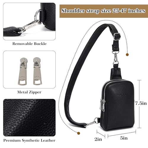 Small Crossbody Sling Bag Vegan Leather Fanny Pack (Retro Black) H96824