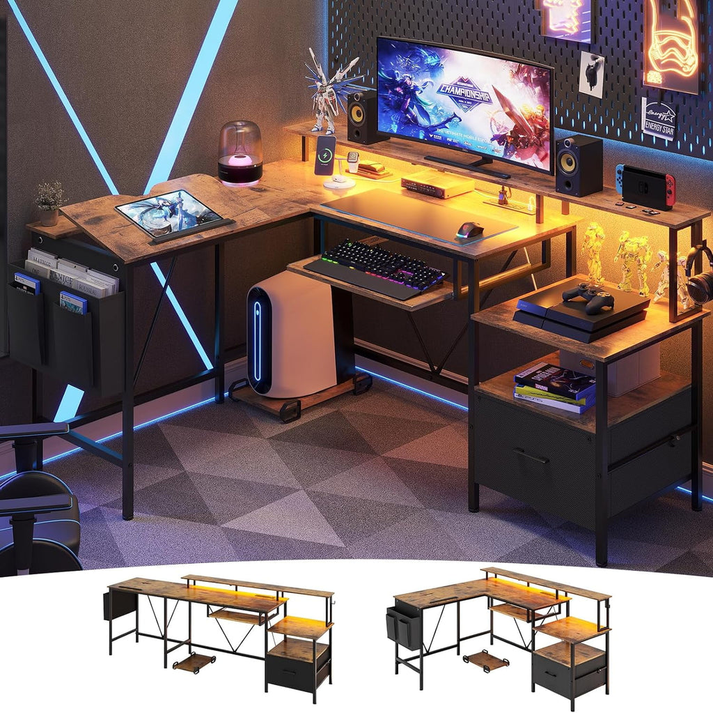 Reversible Corner Office Desk with Storage P2965