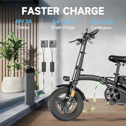 14" Mini Folding Electric Bike with 48V12AH Removable Battery O199676