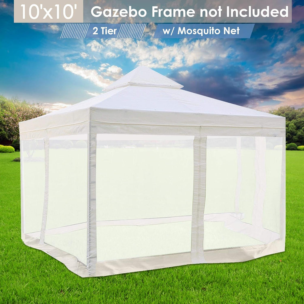 White 10'x10' Gazebo Top Replacement Mesh Net D343911