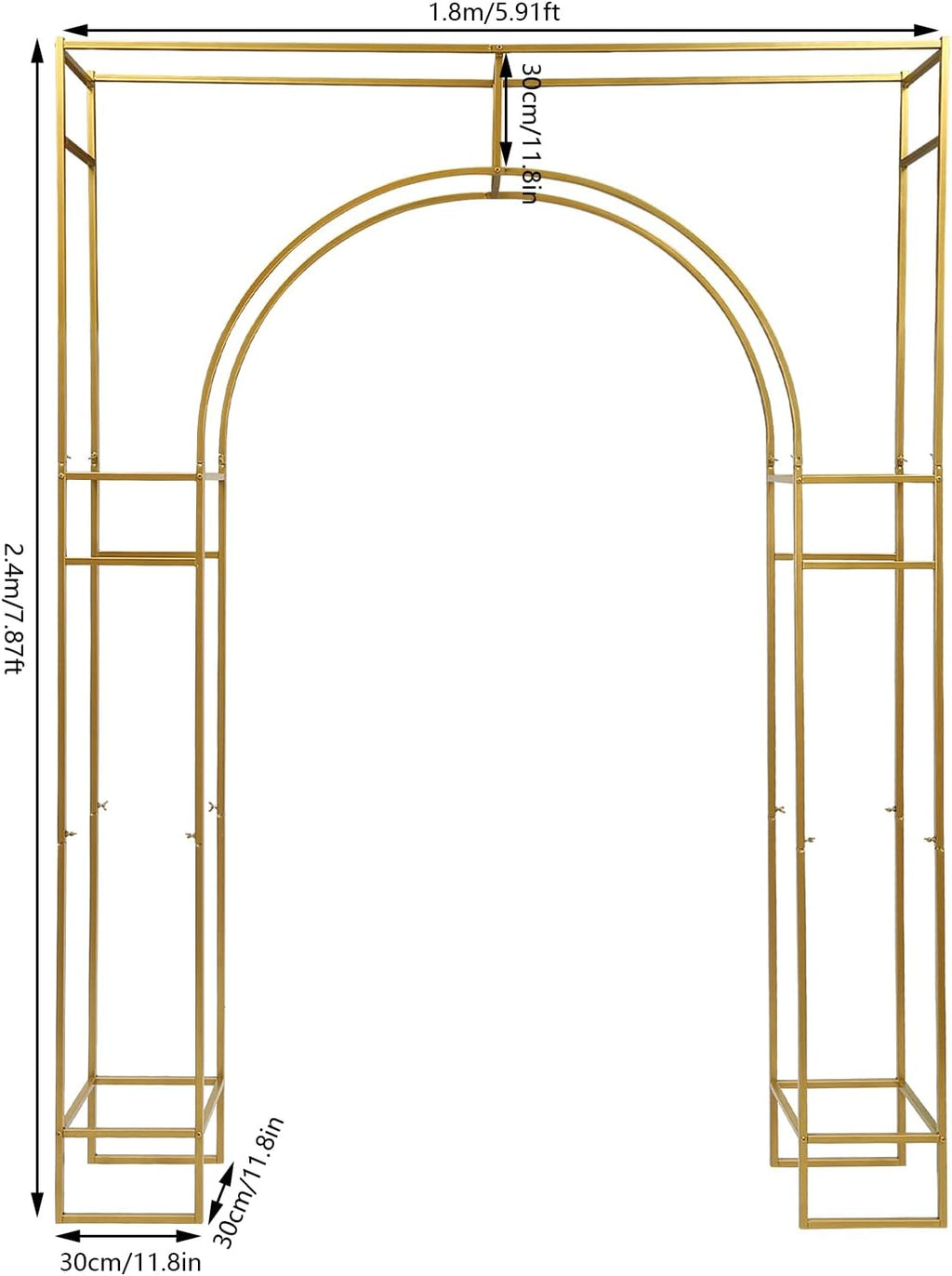 Gold Metal Arch Backdrop Stand, 7.87x5.91 FT F415