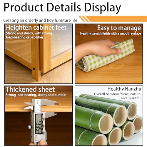 5 Tier Bamboo Display Cabinet with Acrylic Glass Door F5771