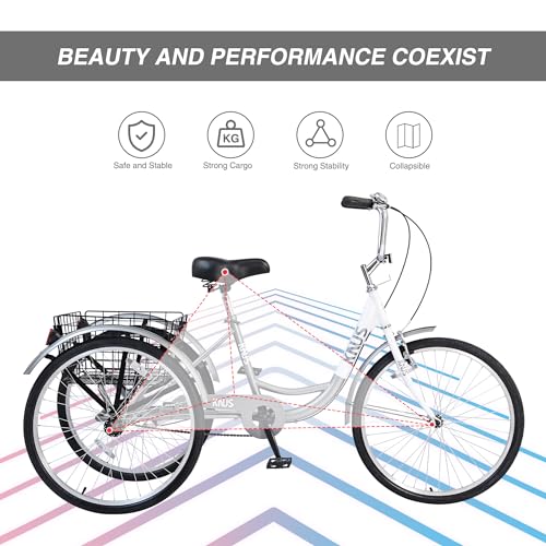 24'' 7 Speed 3 Wheel Tricycle with Shopping Basket D170088