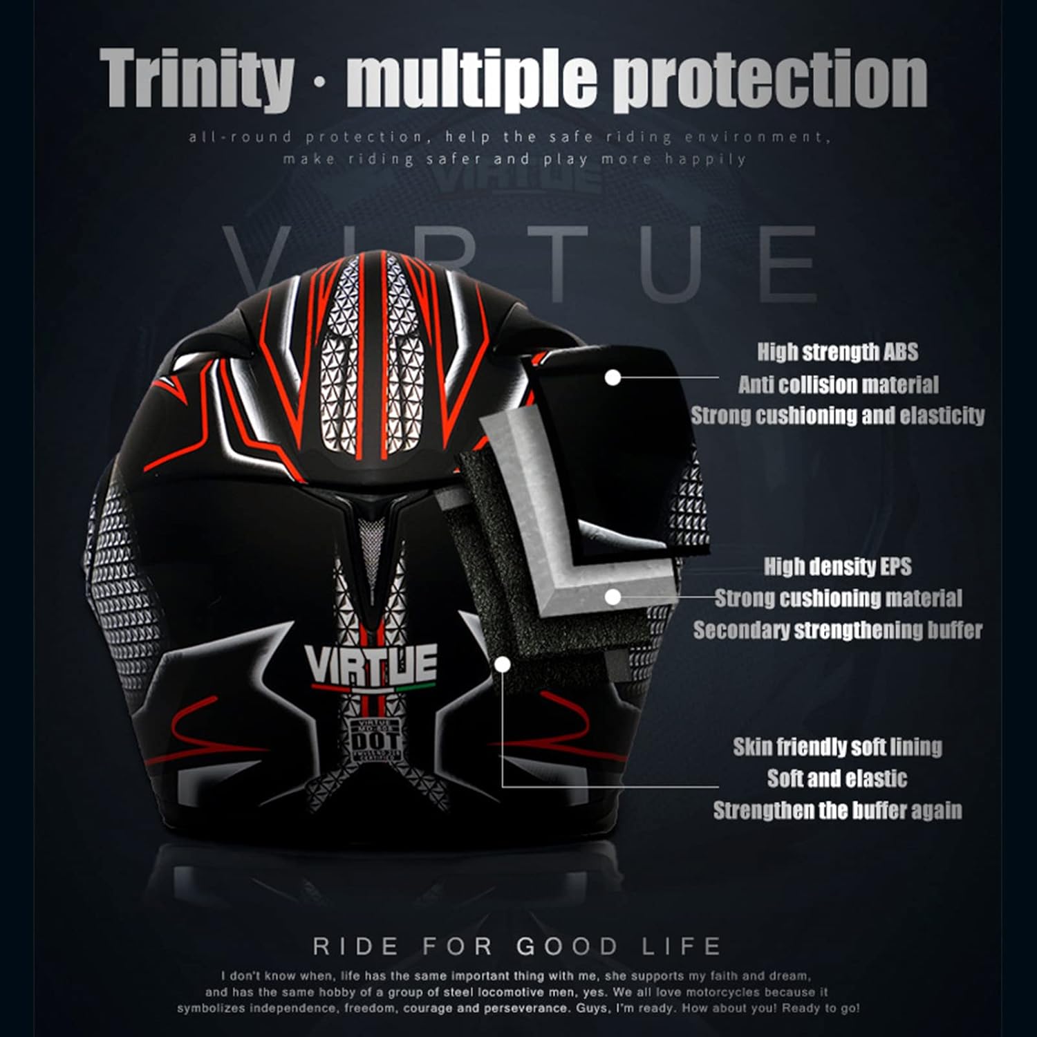 Modular Flip up Full Face Motorcycle Helmet with Sun Shield I899