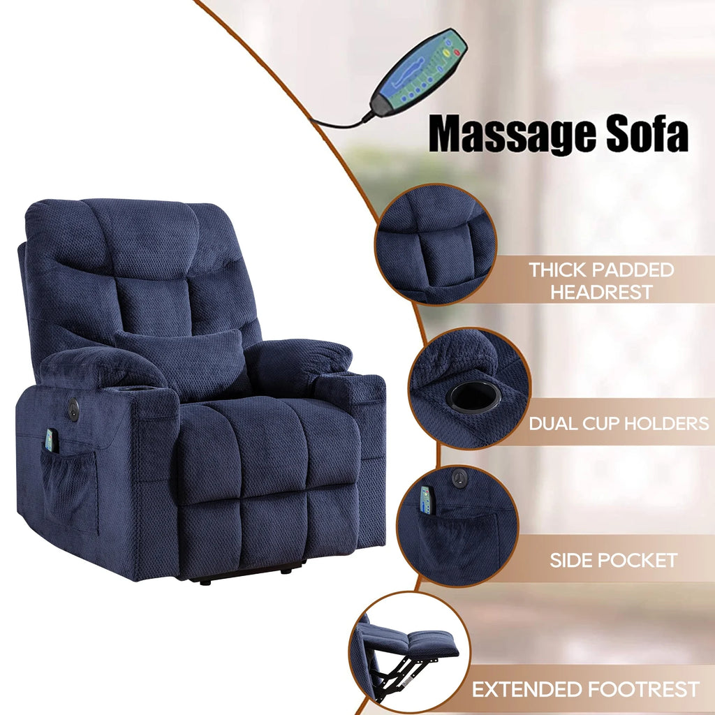 Blue Velvet Electric Power Lift Recliner Chair O809720