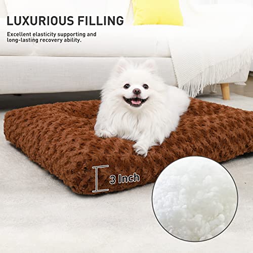 Washable Plush Dog Crate Bed, 35" x 23", Gray B68541
