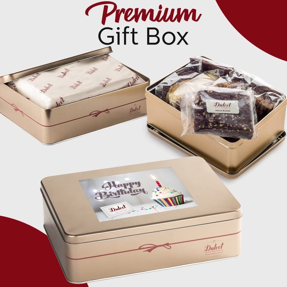 Birthday Celebration Gift Tin with Fresh Baked Cookies, Fudge Brownies & Flaky Rugelah C17485