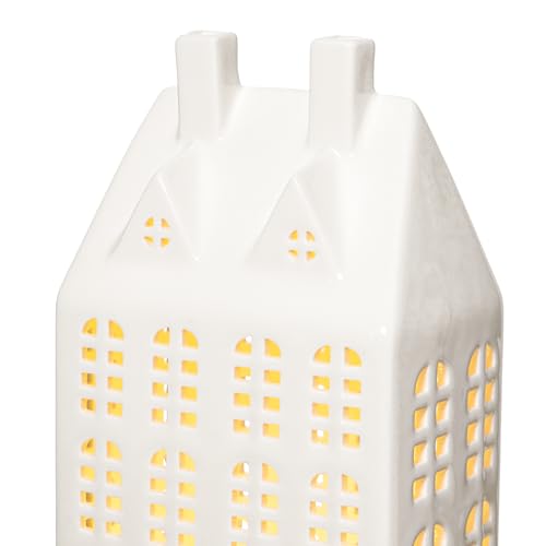 White Ceramic Christmas Village House with Lights G779