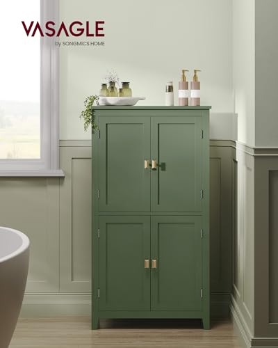Forest Green 4 Door Freestanding Bathroom Storage Cabinet with Adjustable Shelves L6170