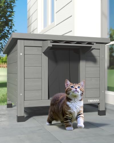 Outdoor Cat House Waterproof Foam Insulated Large Wooden Cat Condos 21.3" L x 19.9" W x 18.9" H B276