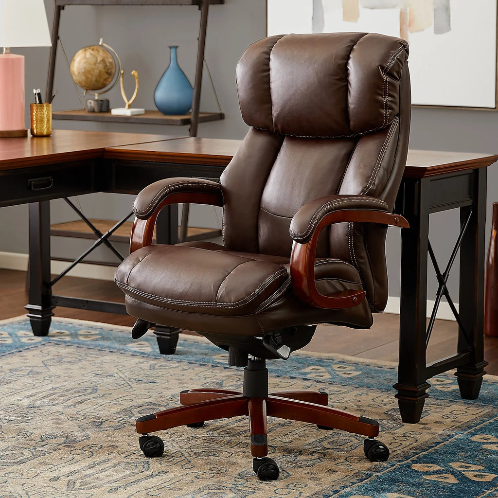 Biscuit Brown Faux Leather Ergonomic Executive Chair Y611