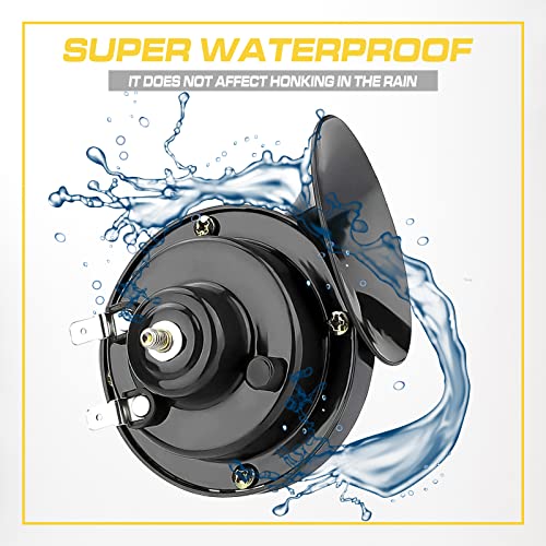 2 Pack 300DB Super Loud Train Horn, 12V Security Alarm Speaker, Car Waterproof Air Electric Snail Double Horn Replacement Kit (Black) V483850