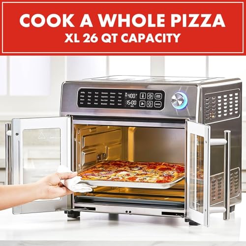 Extra Large French Door Air Fryer Toaster Oven Combo, Stainless Steel, 26QT Capacity X901583