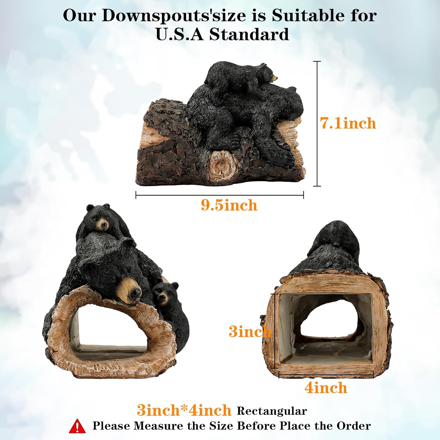 Black Bear Statue Downspout Diverter Splash Block Gutter Splash Guards N189710