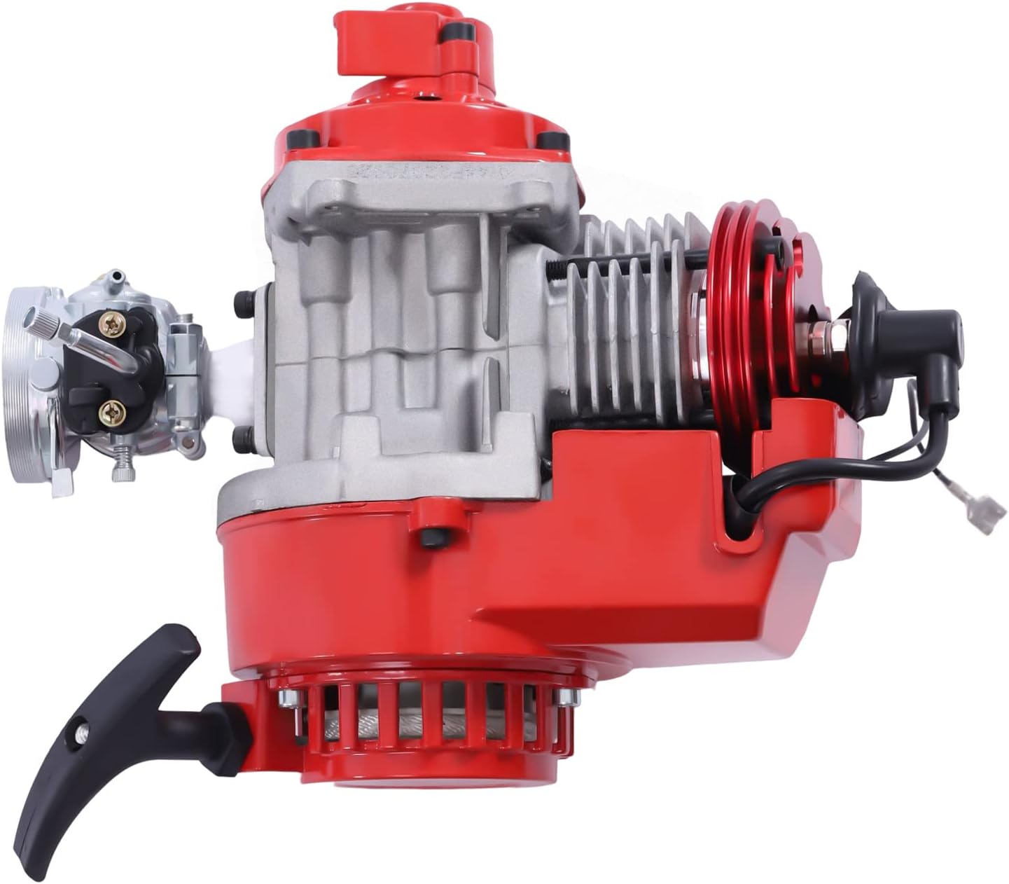 49CC 2 Stroke Gas Powered Engine Motor Single Cylinder Air-cooled Pull Start 6 Teeth Red O17865
