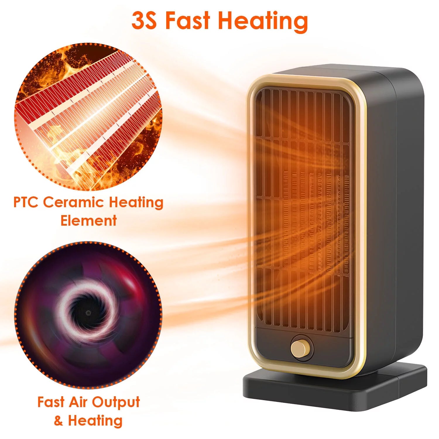 10" Portable Electric Ceramic Space Heater 500W V71095