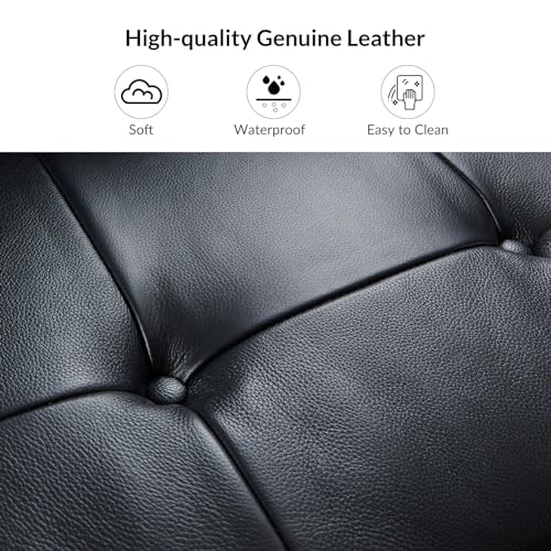 Genuine Leather 100 inch L Shaped 3 Seater Sectional Sofa with Chaise, Brown Q854550