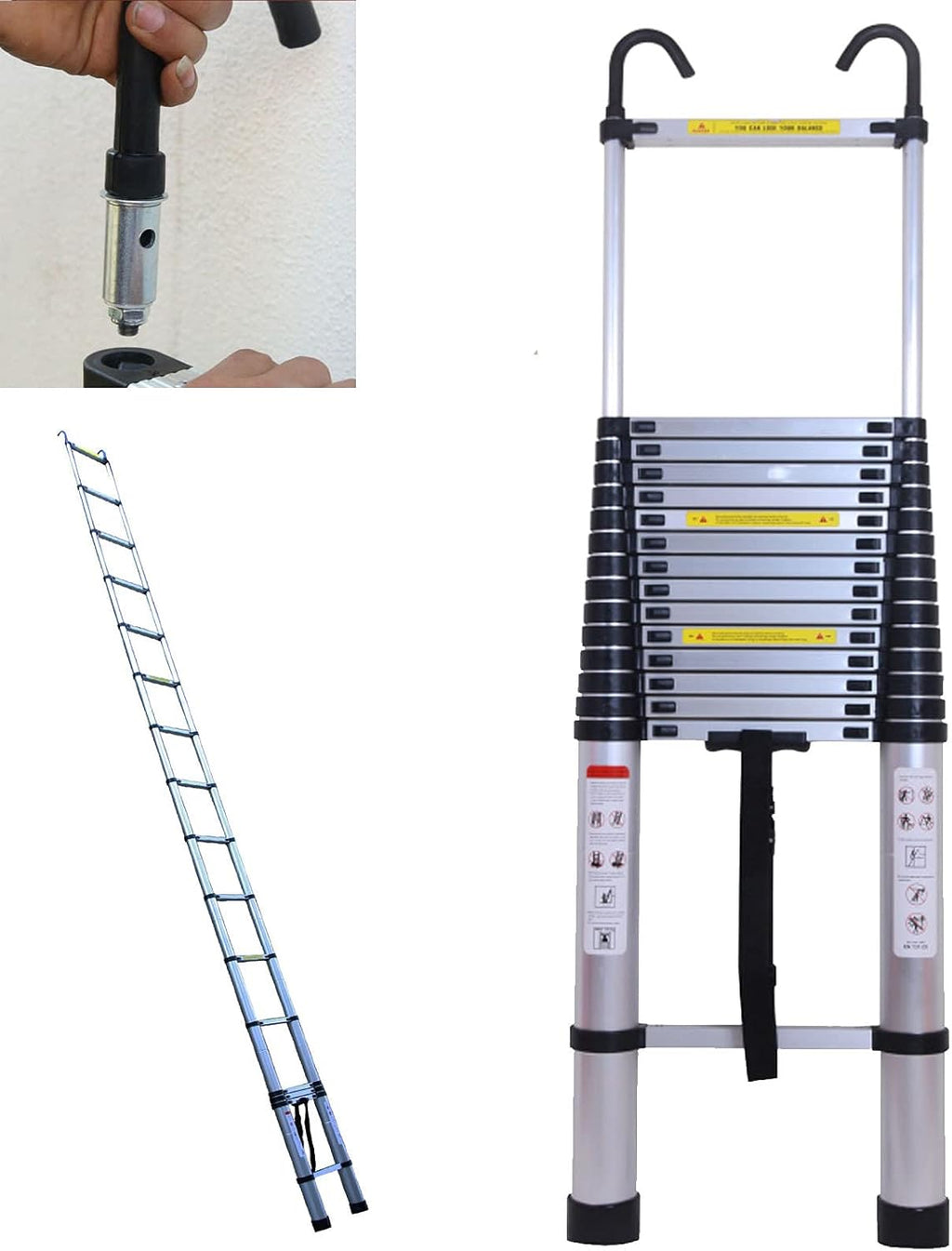 20ft Aluminum Telescoping Ladder Adjustable Height Y7573