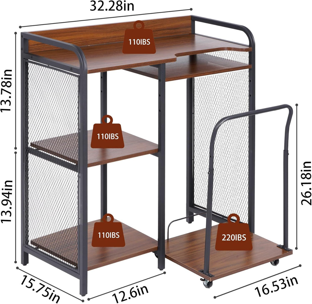 Printer Stand with Storage, 3 Tier Printer Table with Adjustable Storage Rack H280017
