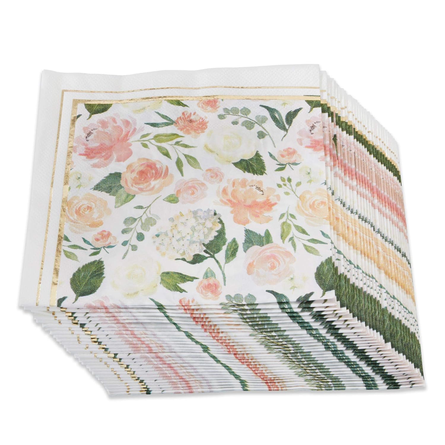 Pink Floral Paper Plates (Set of 16) and Paper Cocktail Napkins (Set of 30) R6280