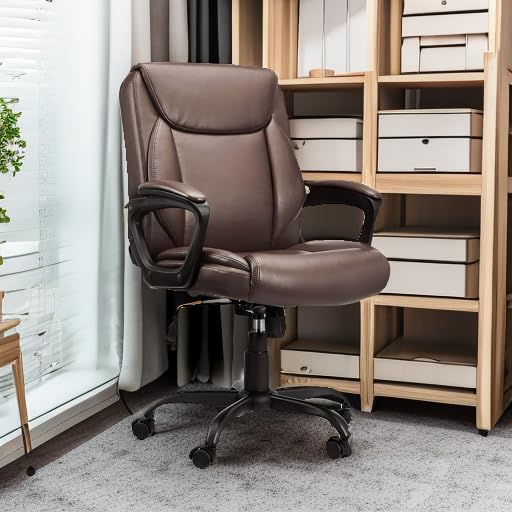 Black PU Padded Mid-Back Height Adjustable Office Desk Chair with Armrest H321