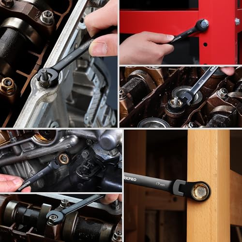 22-piece Ratcheting Wrench Set with 180° Flex Head, Anti-Slip Tooth, Metric 6-18mm & SAE 1/4-3/4", Black Electrophoretic Coating H14682