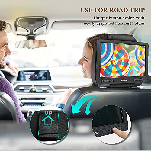 14.9" Portable DVD Player with 12.5" HD Swivel Screen, 6 Hours Rechargeable Battery, Car Headrest Mount F6011