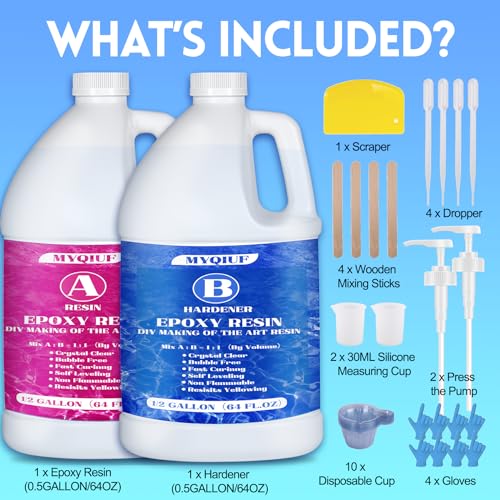 Epoxy Resin Kit, 1 Gallon/128OZ Crystal Clear Self Leveling M149