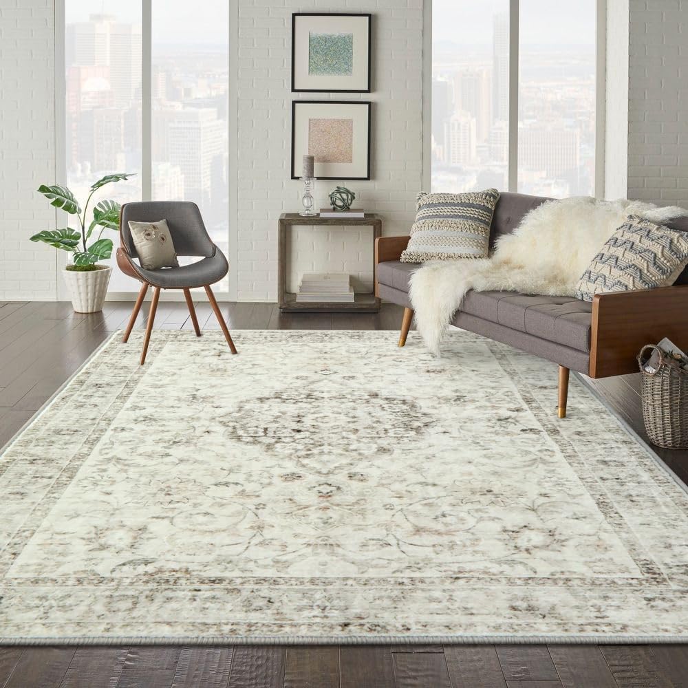 Machine Washable Area Rugs 8x10 Taupe N40618