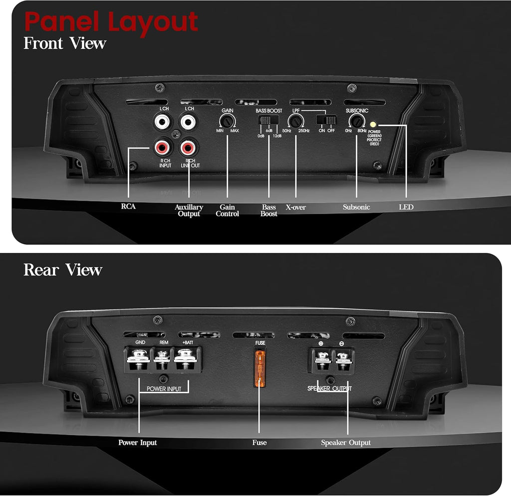 1 Channel 3,000 Watt MOSFET Car Amplifier Y650