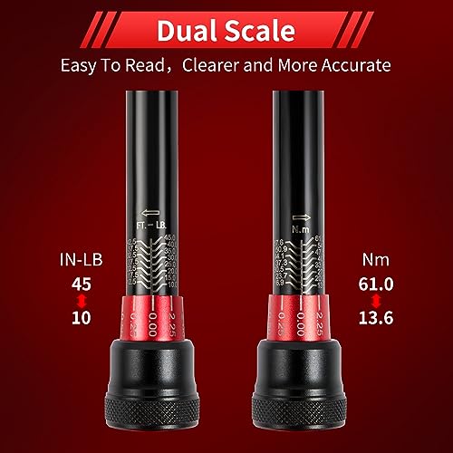 3/8-Inch Torque Wrench, Dual-direction 10-45ft.lb/13.6-61Nm, 72-Tooth Dual Range Scales with Quick Release Reversible Head T61809