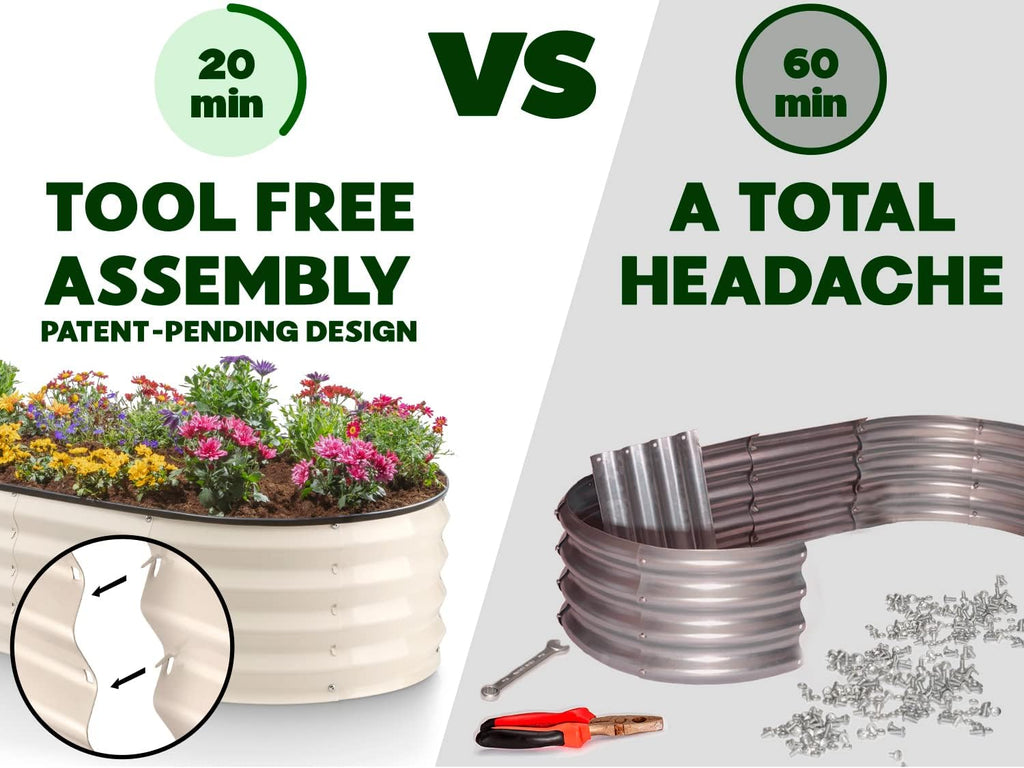 Galvanized Raised Garden Beds Outdoor Planter Metal Garden Box White R533582