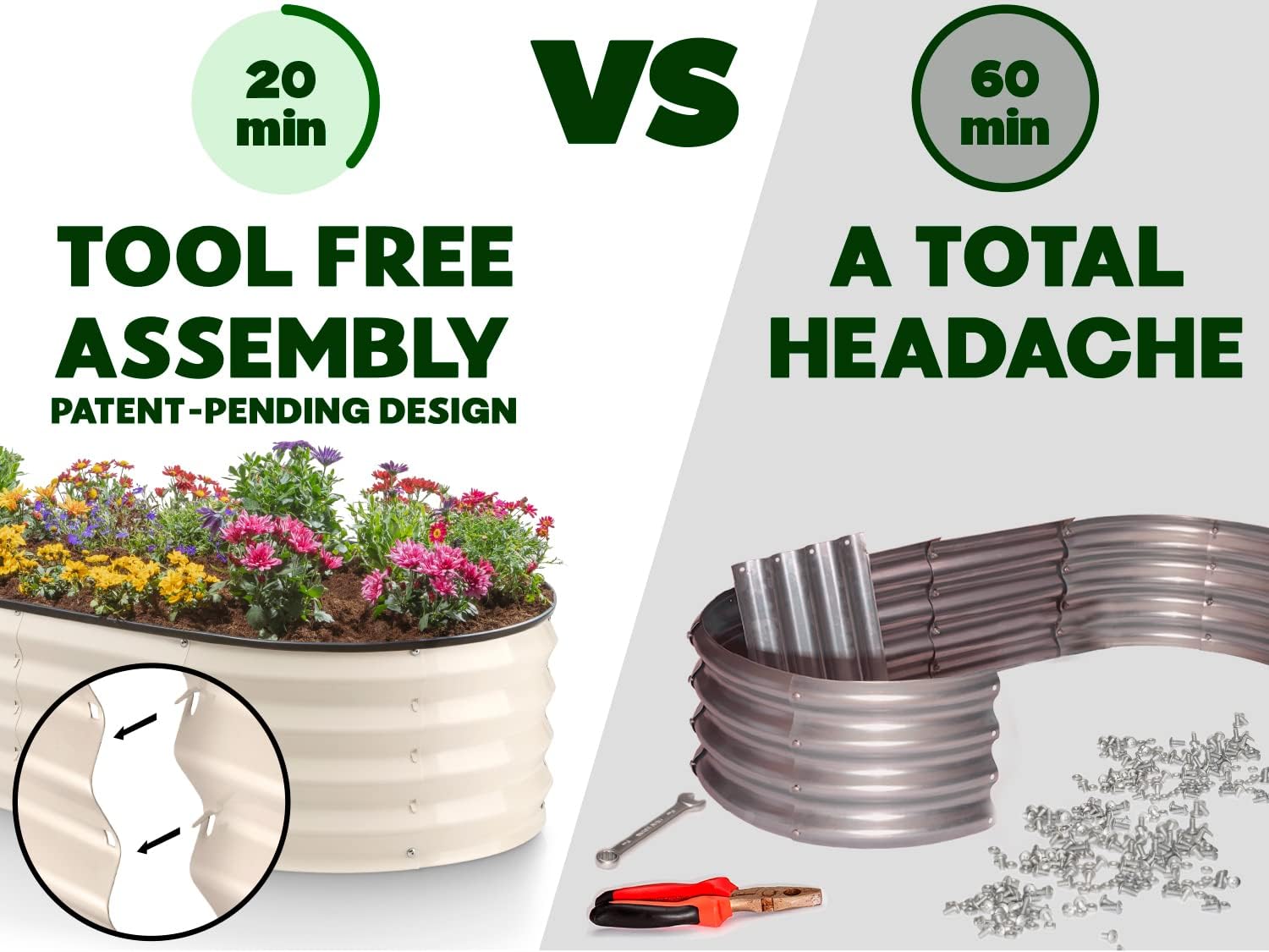 Galvanized Raised Garden Beds Outdoor Planter Metal Garden Box White R533582