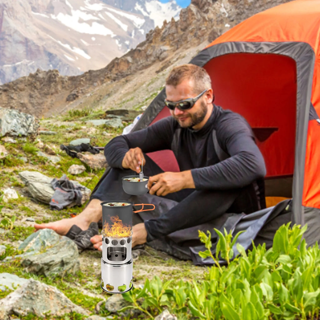 Camping Cookware Mess Kit with Camping Stove B7549