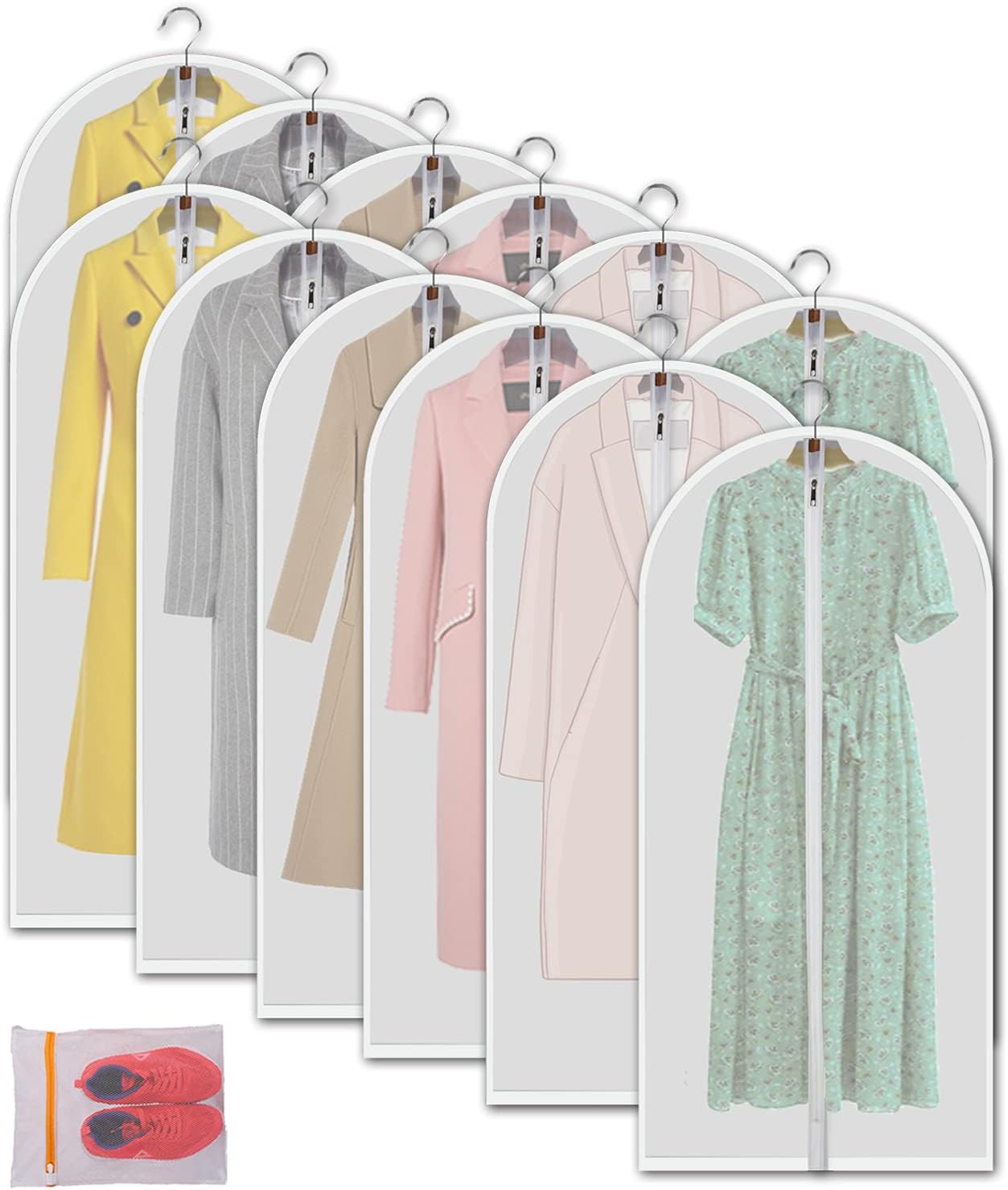 24'' x 48'' Set of 12 Clear Plastic Garment Bags with Zipper L681