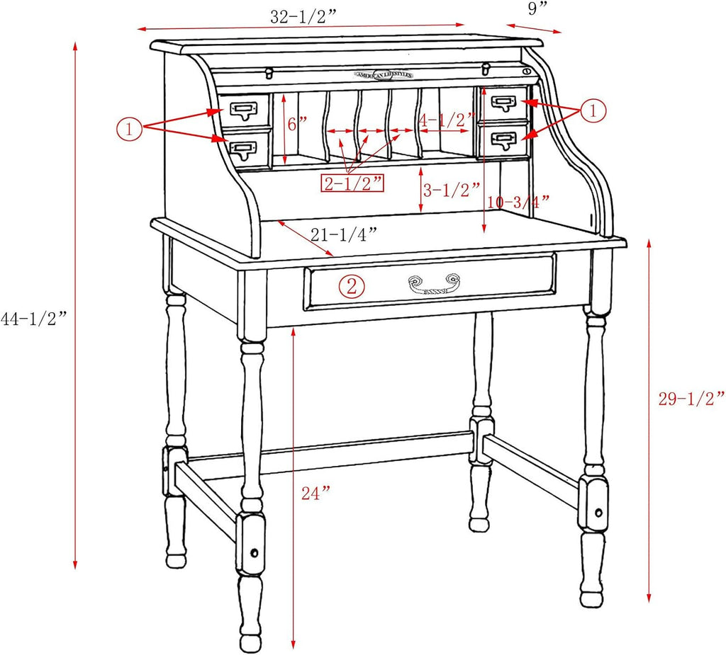 Solid Oak Wood Mini Roll Top Desk B471034