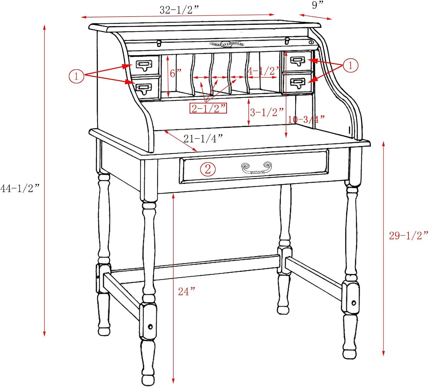 Solid Oak Wood Mini Roll Top Desk B471034