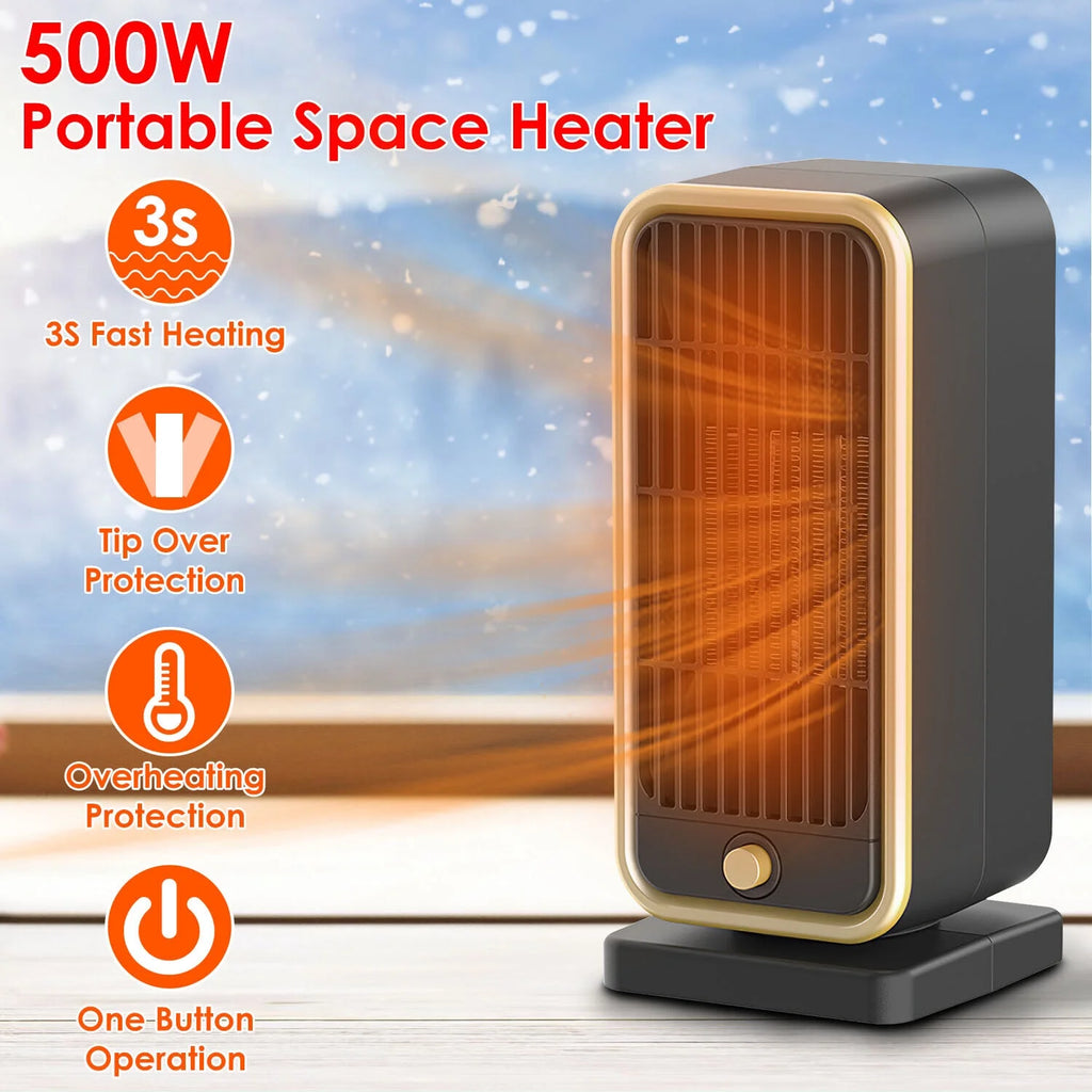 10" Portable Electric Ceramic Space Heater 500W V71095