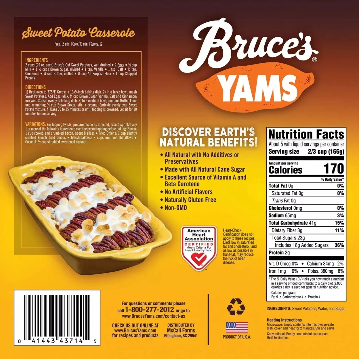 29 Ounce Pack of 4 Cut Yams D9624
