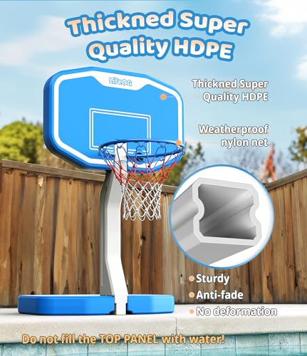 Swimming Pool Basketball & Volleyball Game Set with Hoop, Balls, Net, and Pump, BLUE W73837