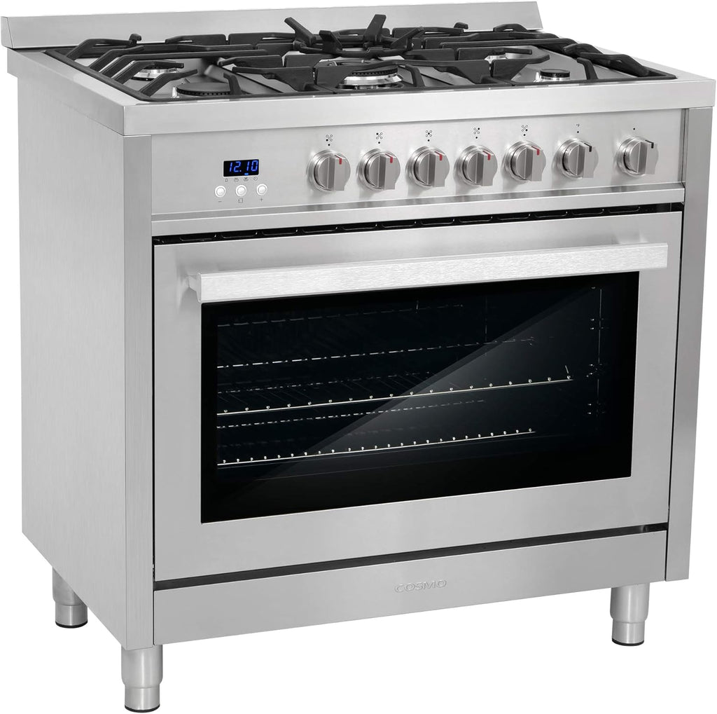 36 in. 3.8 cu. ft. Gas Range with Oven and 5 Burner Cooktop with Cast Iron Grates in Stainless Steel T97691