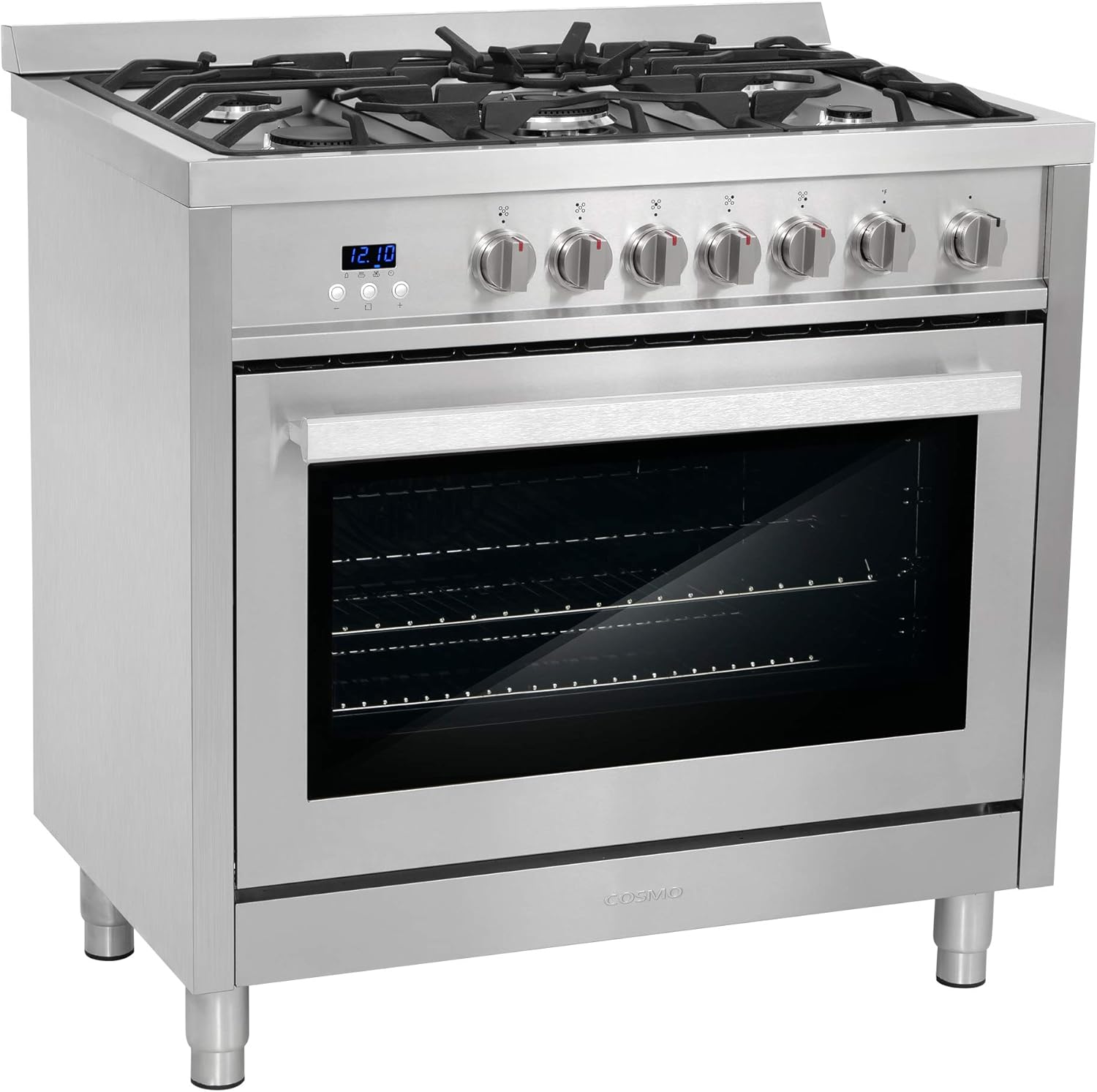 36 in. 3.8 cu. ft. Gas Range with Oven and 5 Burner Cooktop with Cast Iron Grates in Stainless Steel T97691