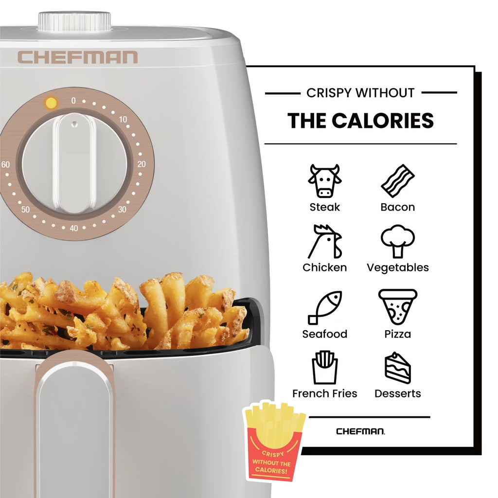 2 Qt White Air Fryer with Timer and Temperature Control B812