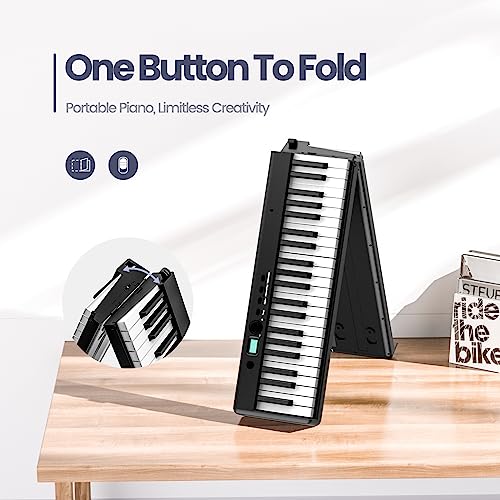 88 Key Digital Piano with Lighted Keys Folding Portable Piano with Piano Bag Bluetooth MIDI Electric Piano Keyboard Y3408