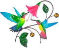 Metal Wall Art Hummingbird With Flower Decor M394734
